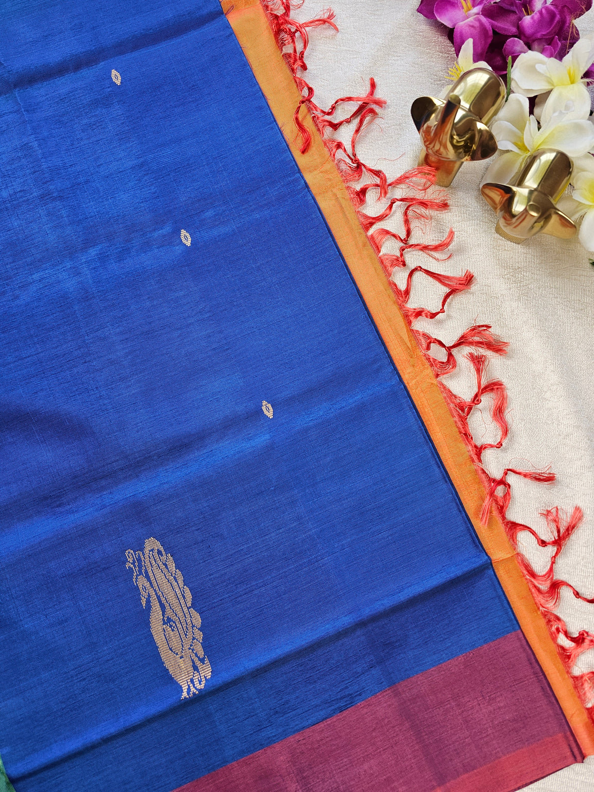 Chinnalampattu Saree - Blue with Orange