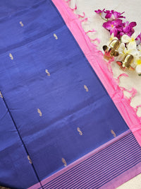 Chinnalampattu Saree - Blue with Pink