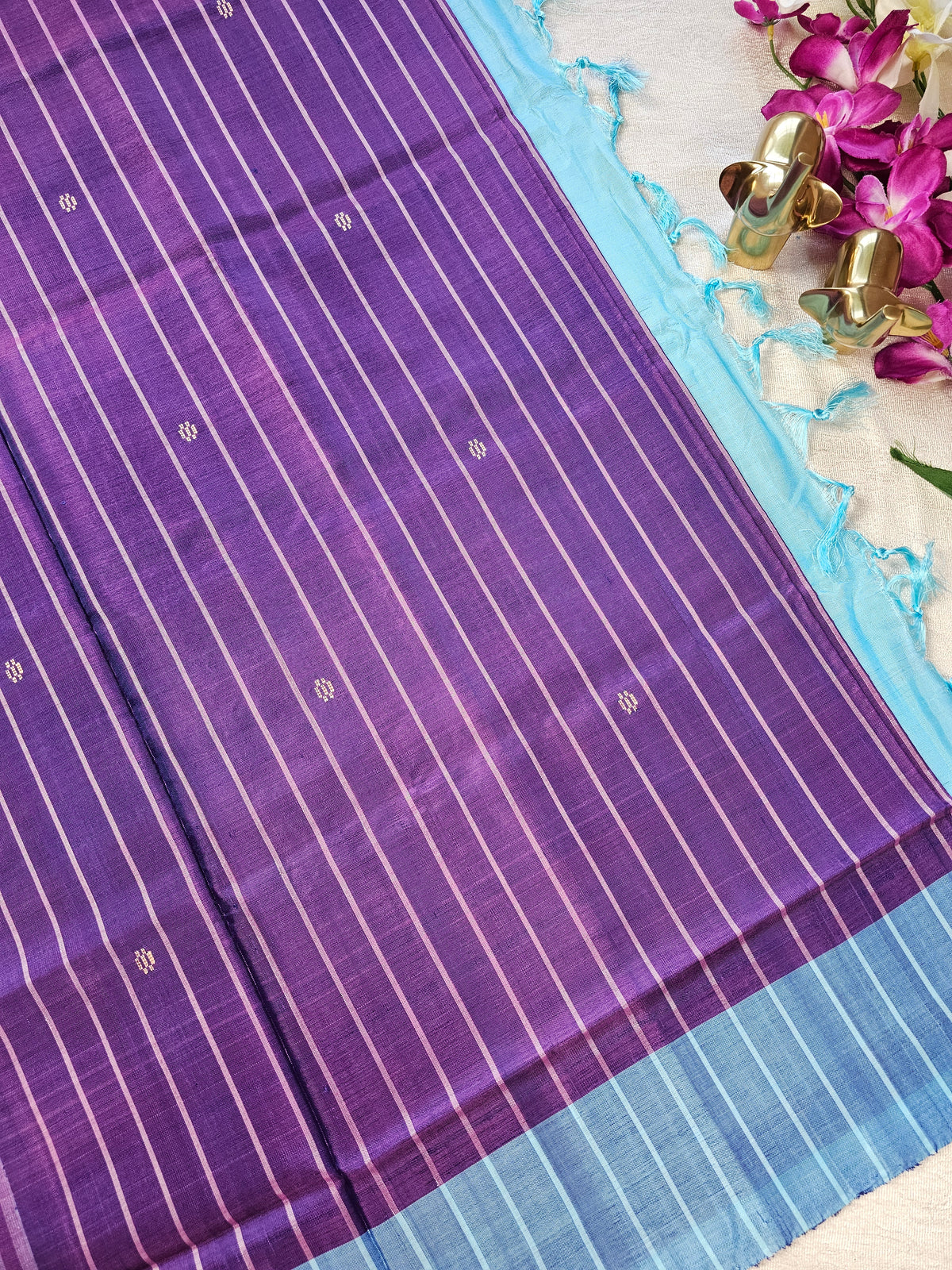 Chinnalampattu Saree - Purple with Blue