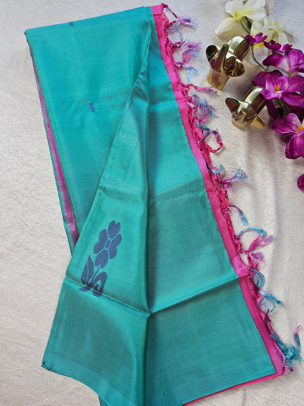 Chinnalampattu Saree- Green with Pink
