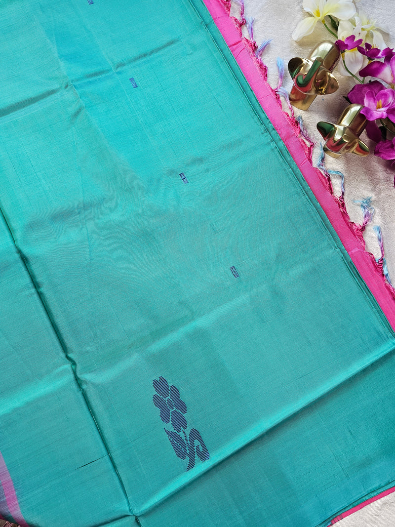 Chinnalampattu Saree- Green with Pink
