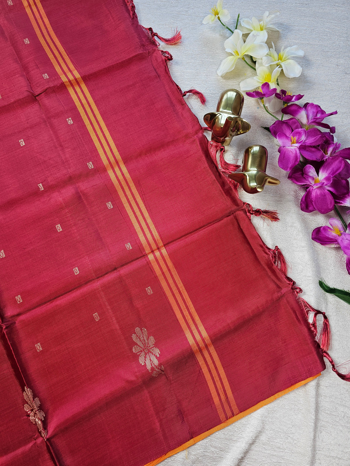 Chinnalampattu Saree - Orange with Maroon