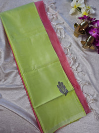 Chinnalampattu Saree - Pastel Lime Green with Peach