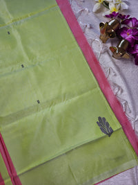 Chinnalampattu Saree - Pastel Lime Green with Peach
