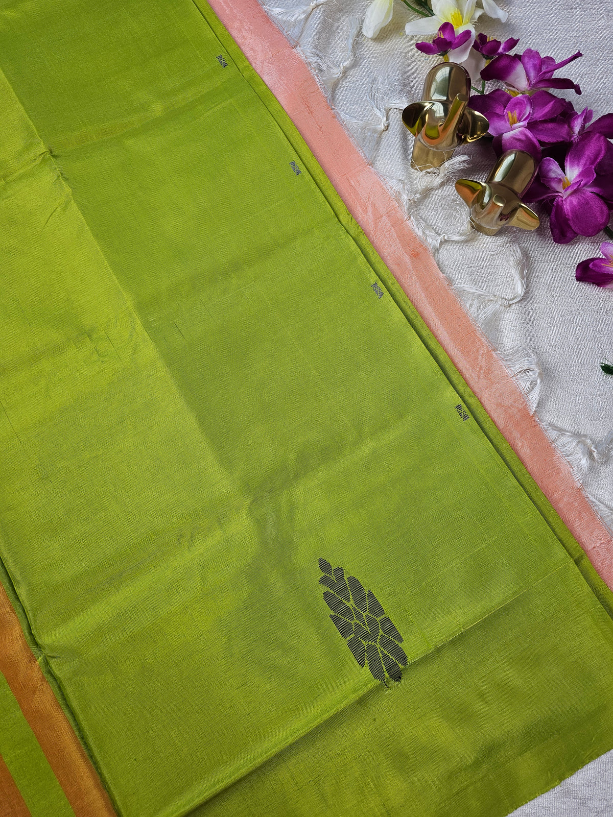 Chinnalampattu Saree- Green with Orange