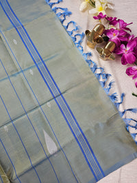 Chinnalampattu Saree - Grey with Peacock Green