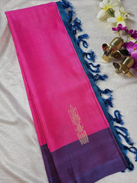 Chinnalampattu Saree - Pink with Peacock Blue