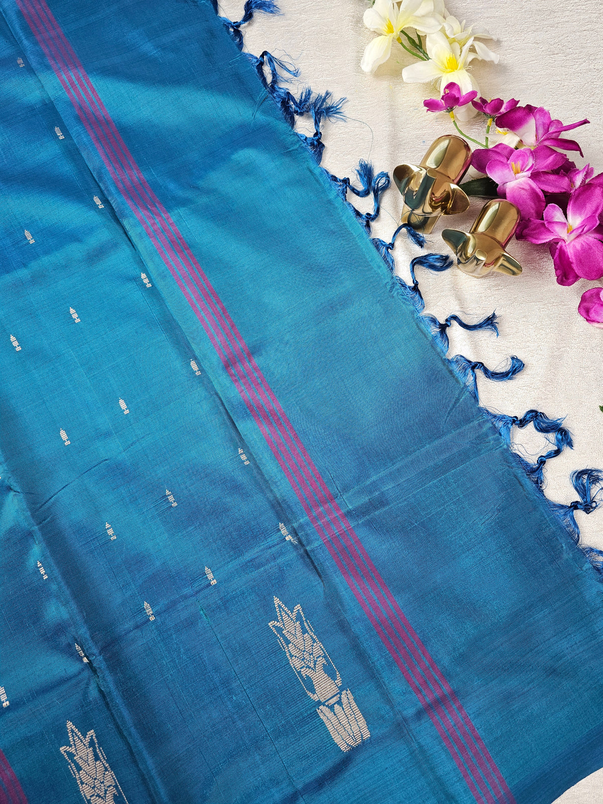 Chinnalampattu Saree - Pink with Peacock Blue