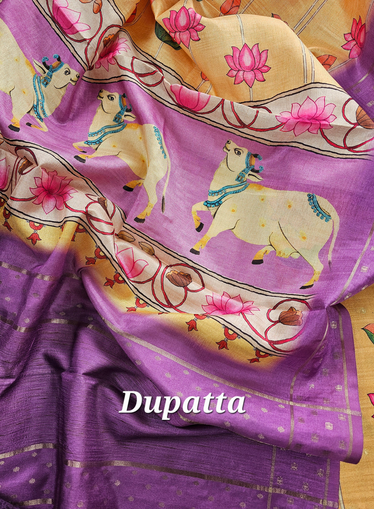 Chanderi Unstitched Salwar Suit  - Sandal with Purple