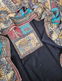 Soft Cotton Unstitched Salwar Suit  - Black