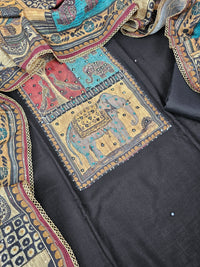 Soft Cotton Unstitched Salwar Suit  - Black