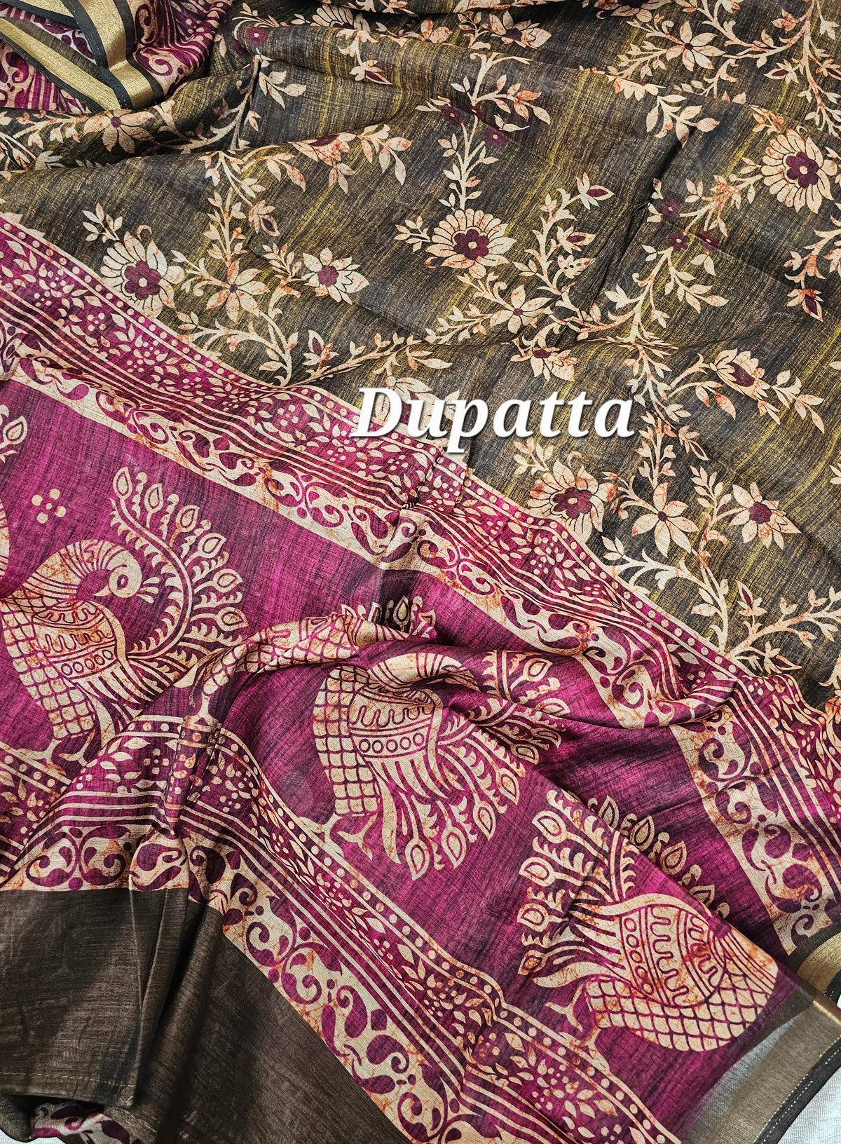 Light Weight Chanderi Unstitched Salwar Suit  - Dark Green