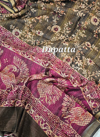 Light Weight Chanderi Unstitched Salwar Suit  - Dark Green