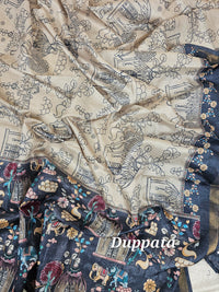 Semi Tussar Unstitched Salwar Suit  - Dark Grey