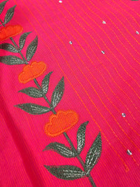Handloom Pure Cotton Unstitched Salwar - Pink with Orange