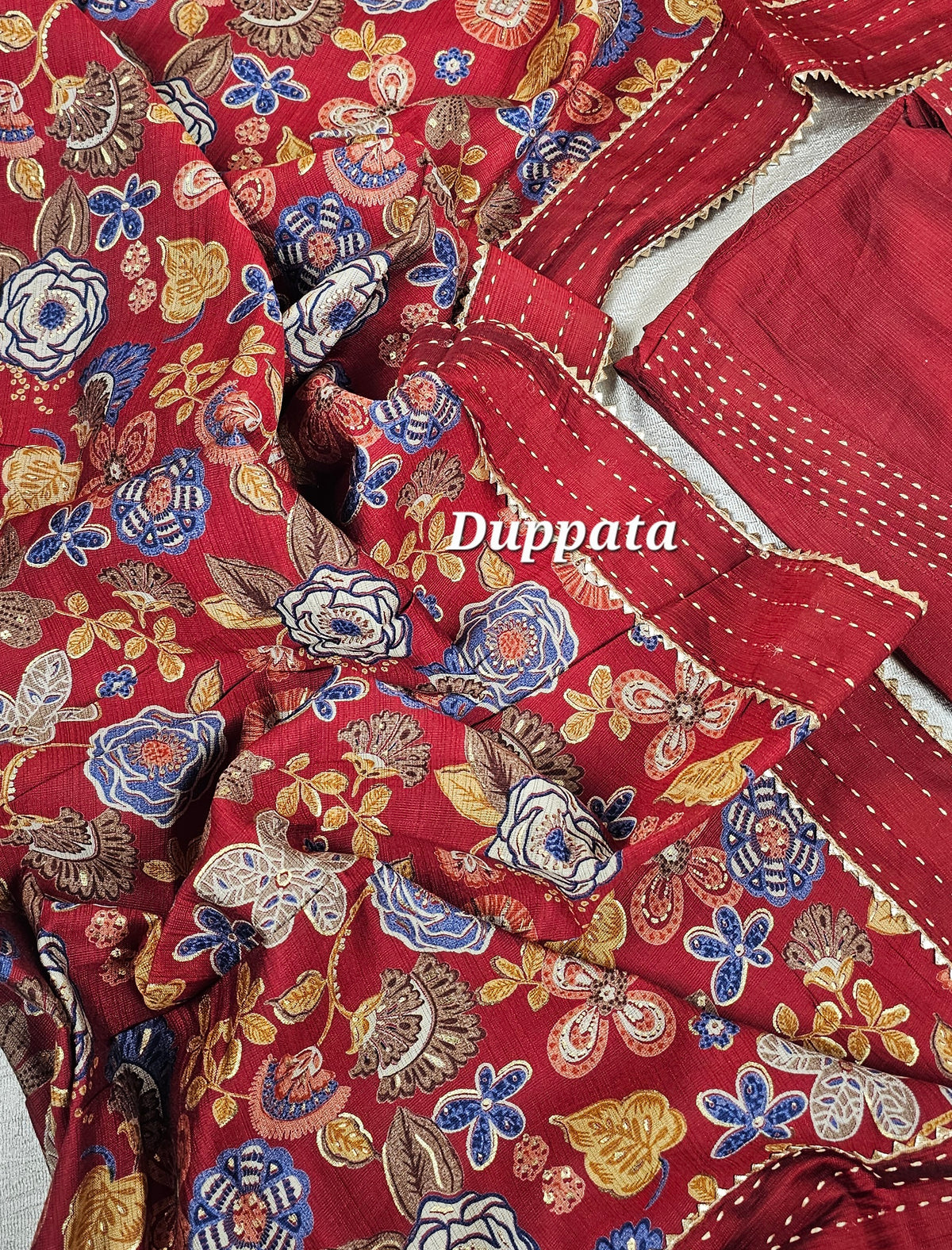 Soft Silk Unstitched Salwar - Dark Maroon