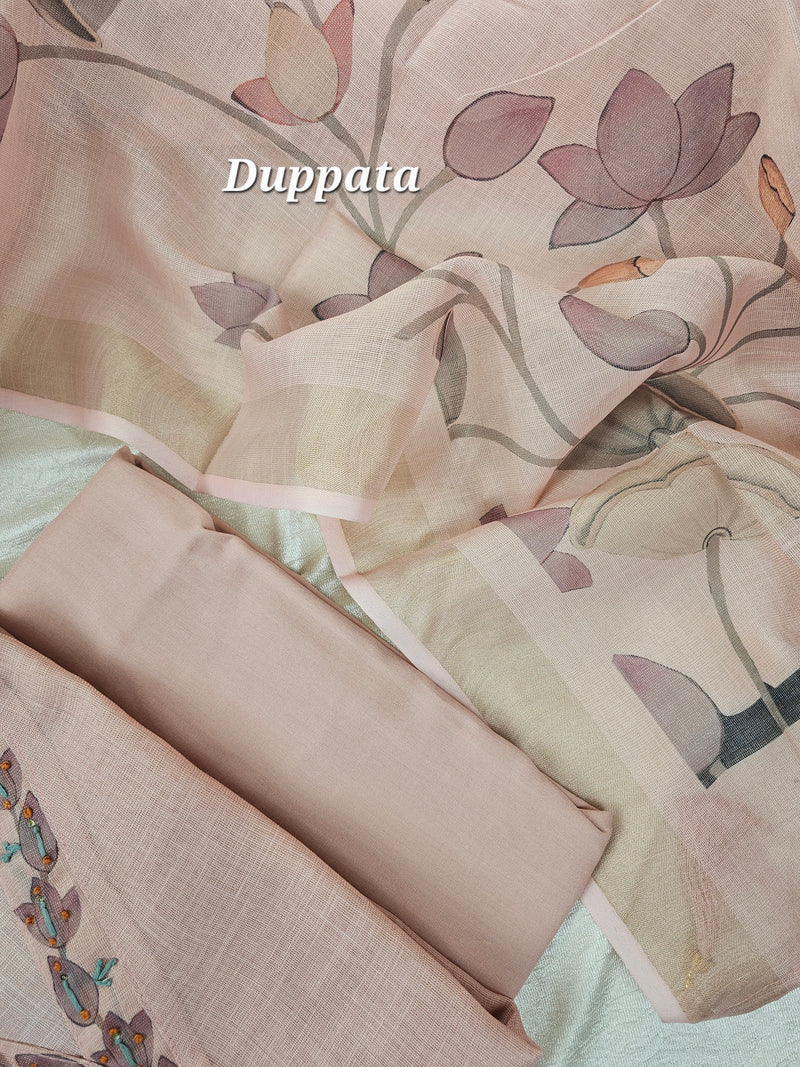 Linen Tissue Unstitched Salwar - Onion Pink