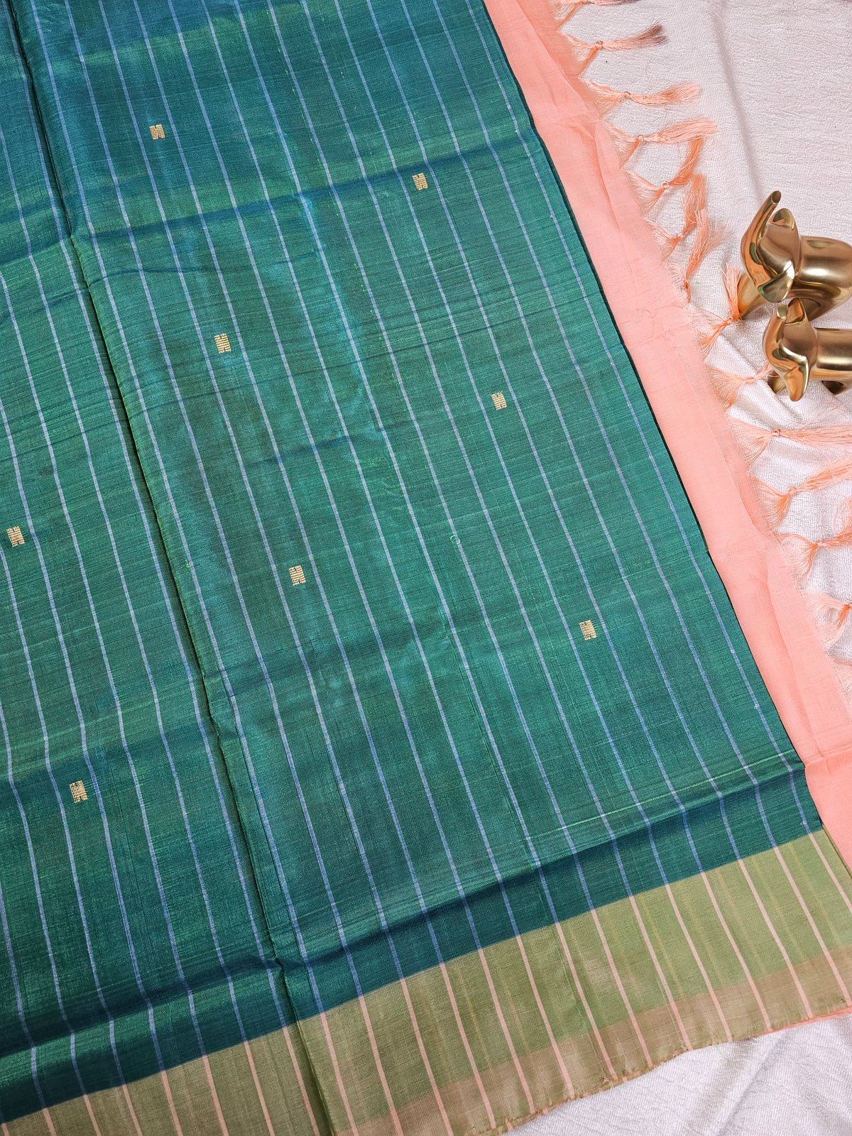 Chinnalampattu Saree - Green with Peach