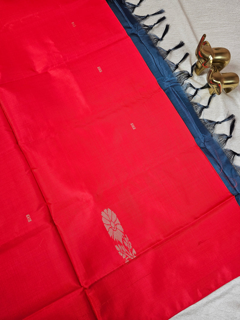 Chinnalampattu Saree - Dark Red with Peacock Green