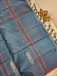 Chinnalampattu Saree - Dark Red with Peacock Green