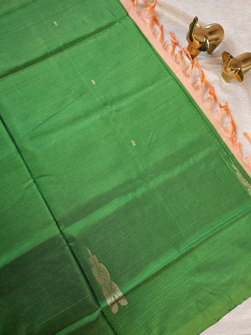 Chinnalampattu Saree - Green with Cream