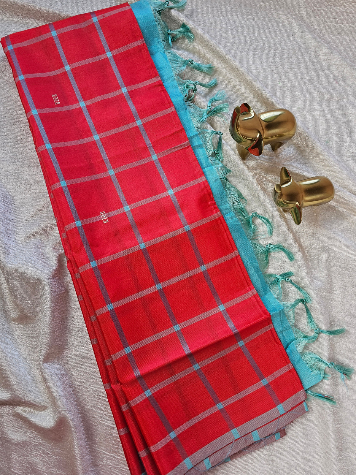 Chinnalampattu Saree - Red with Blue