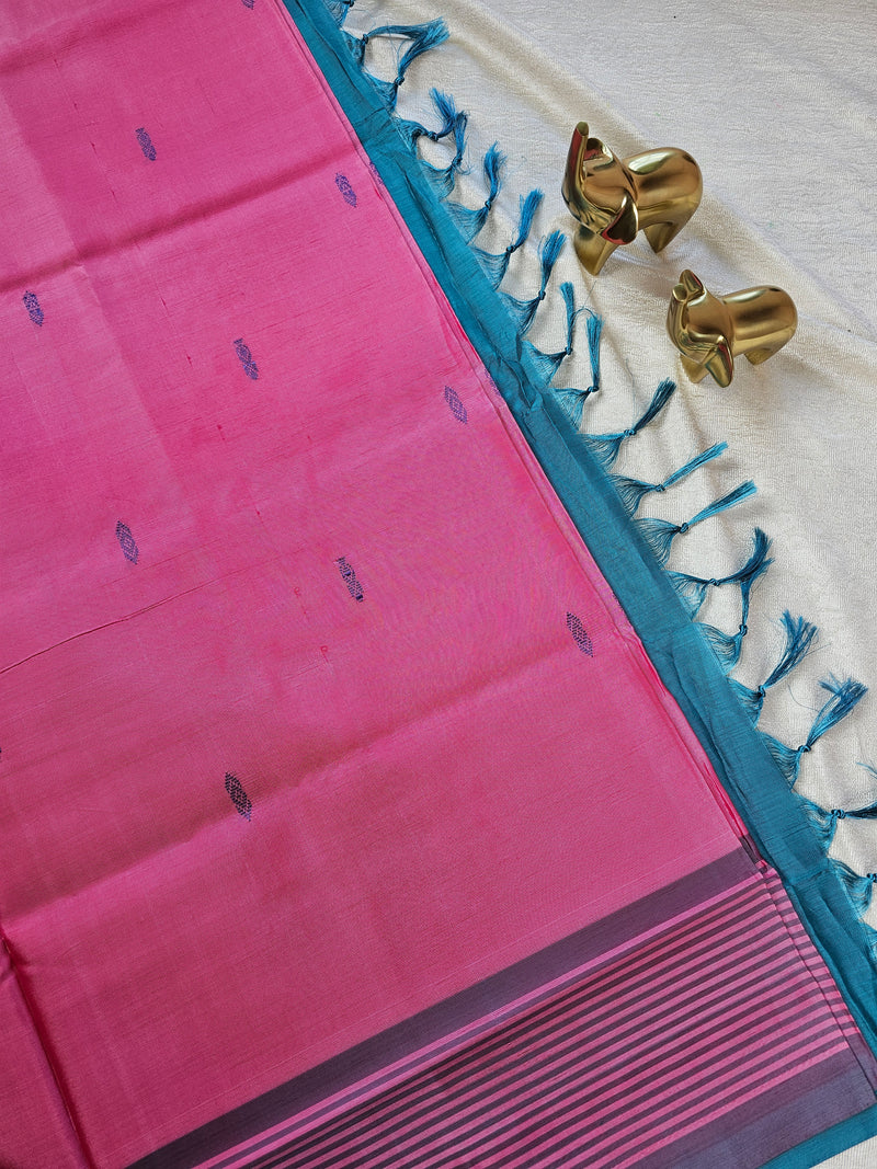 Chinnalampattu Saree - Pink with Peacock Green