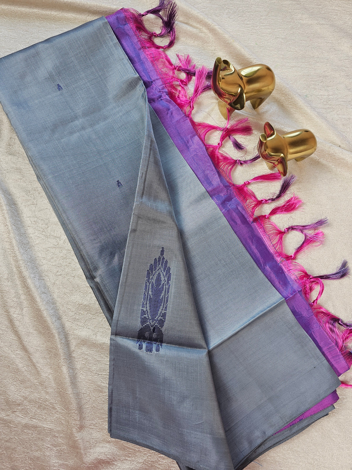 Chinnalampattu Saree - Grey with Purple