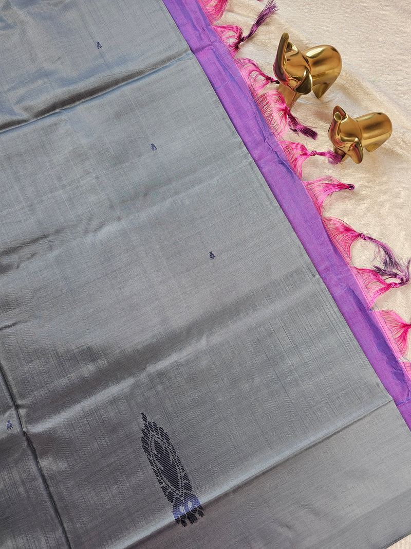 Chinnalampattu Saree - Grey with Purple
