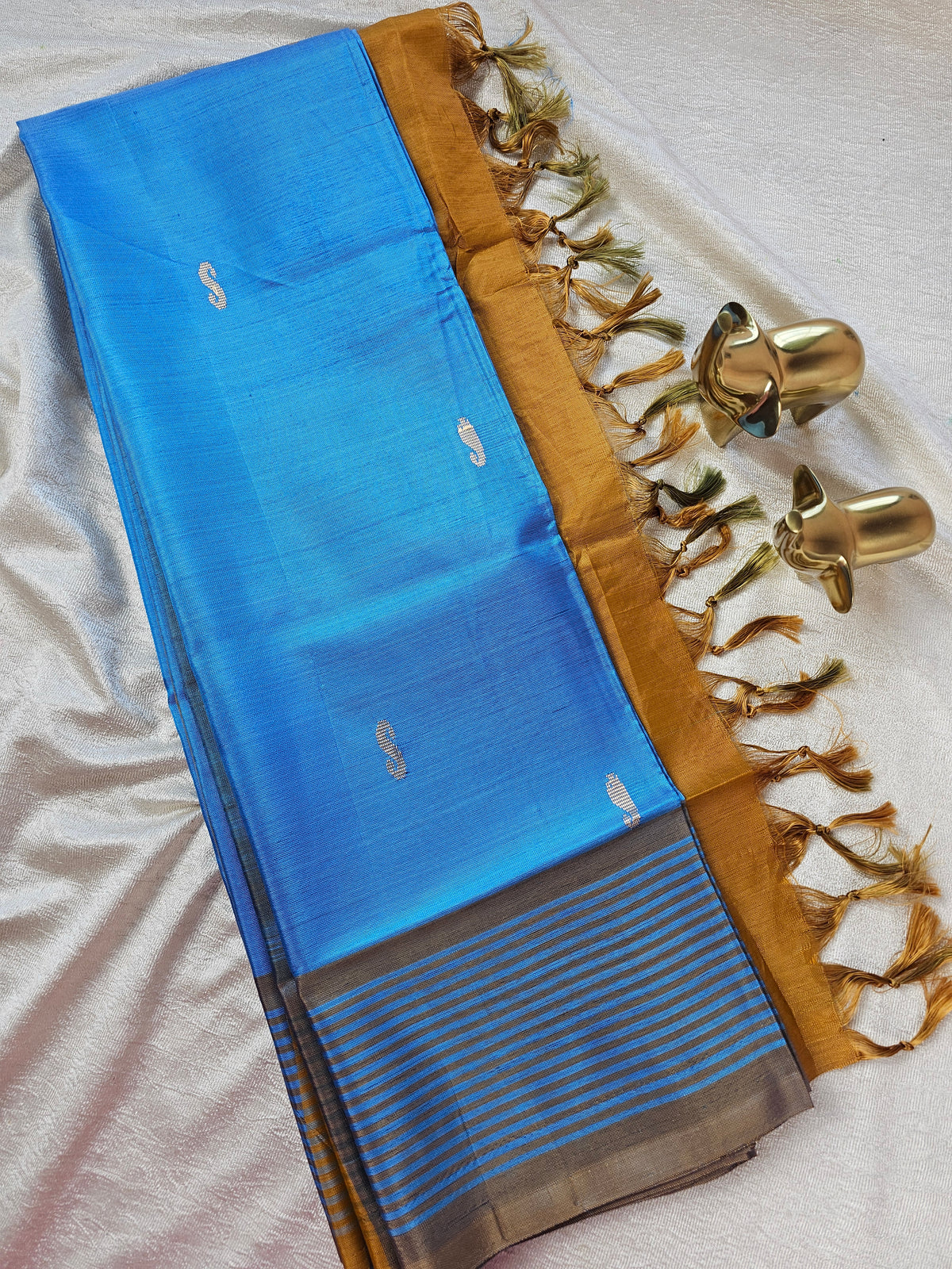Chinnalampattu Saree - Blue with Brown