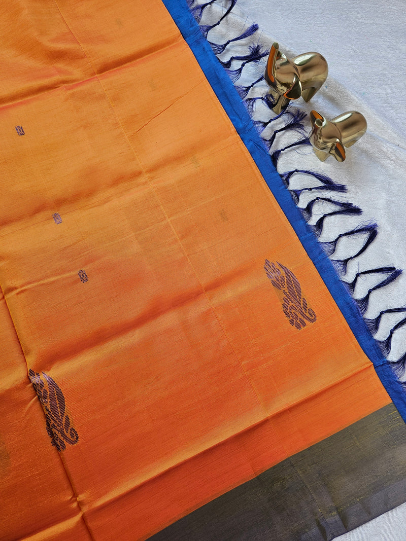 Chinnalampattu Saree - Dual Shade Orange with Blue