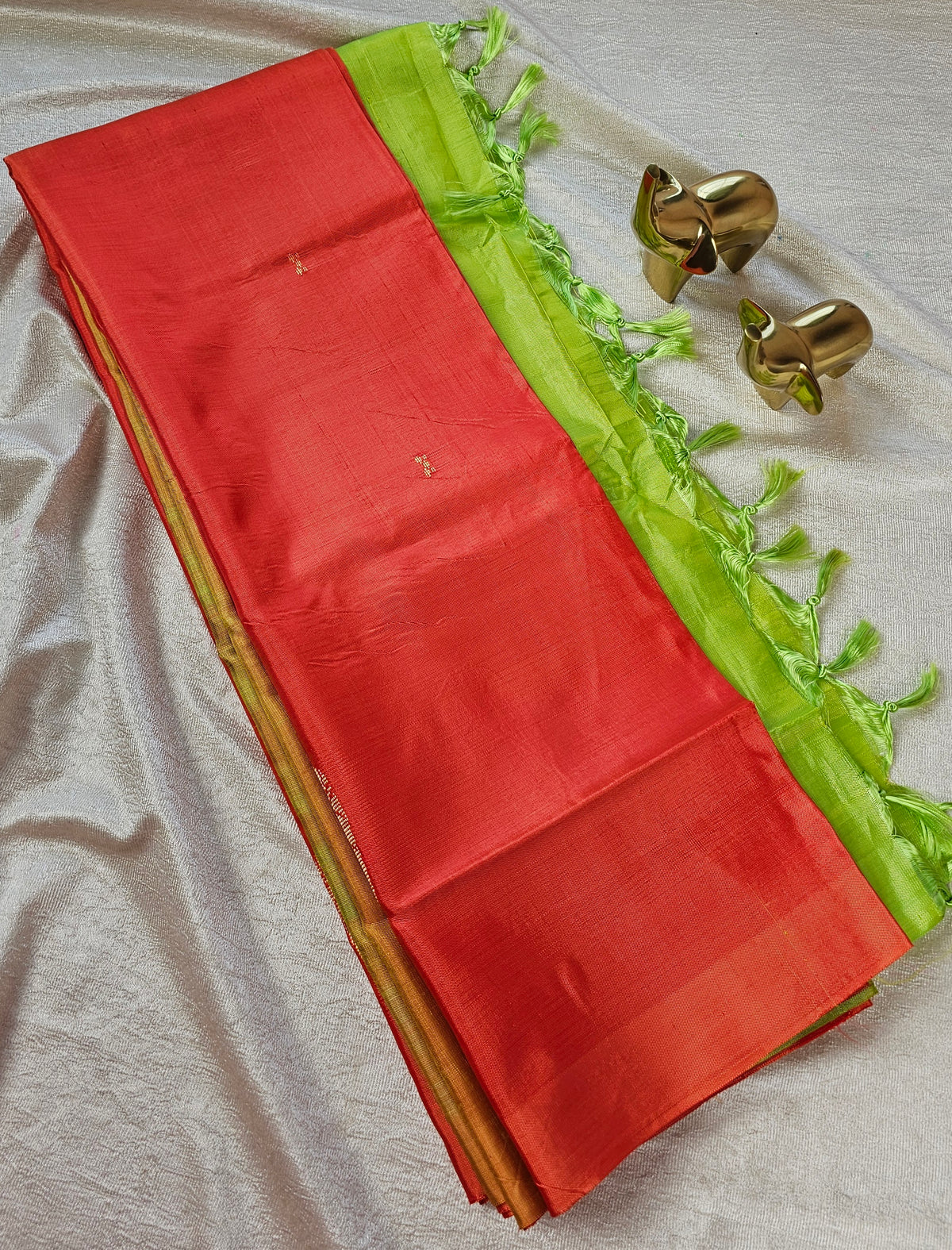 Chinnalampattu Saree - Orange with Green