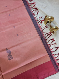 Chinnalampattu Saree - Pastel Maroon with Dark Maroon
