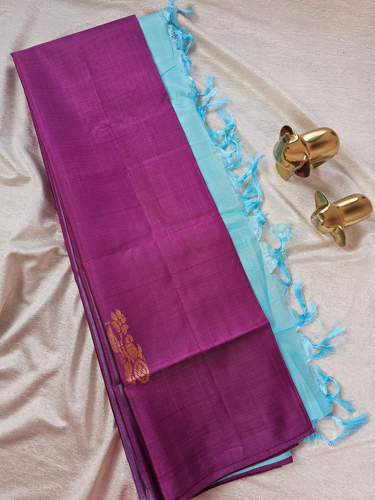 Chinnalampattu Saree- Magenta Pink with Blue