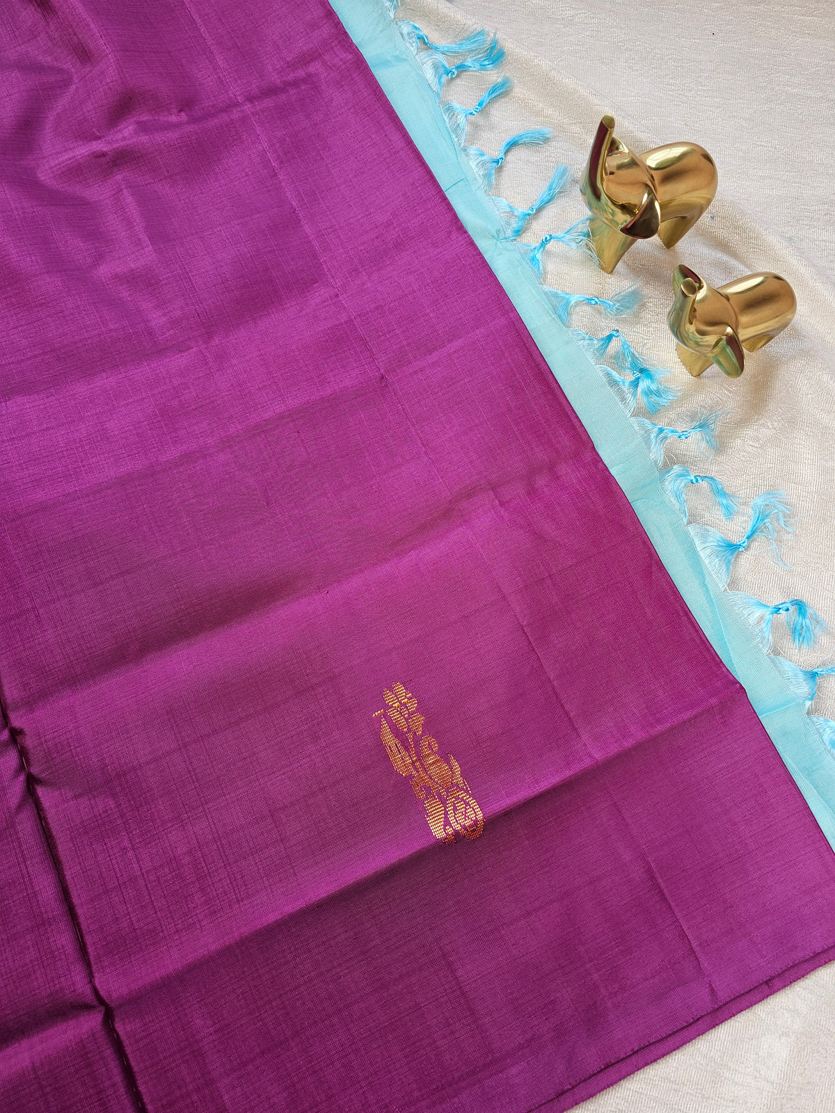 Chinnalampattu Saree- Magenta Pink with Blue