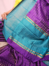 Semi Raw Silk Saree - Purple with Blue