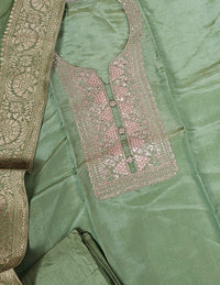 Tissue Silk Unstitched Salwar - Green