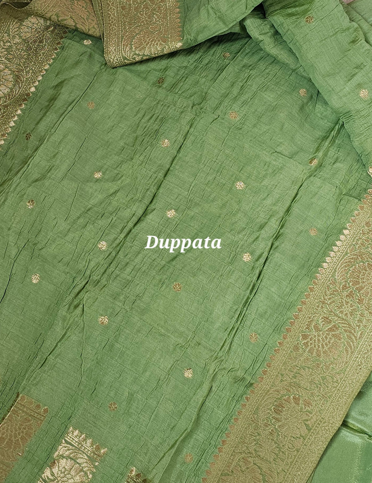 Tissue Silk Unstitched Salwar - Green