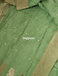 Tissue Silk Unstitched Salwar - Green