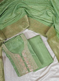 Tissue Silk Unstitched Salwar - Green