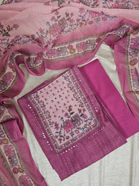 Semi Tussar Unstitched Salwar - Pink