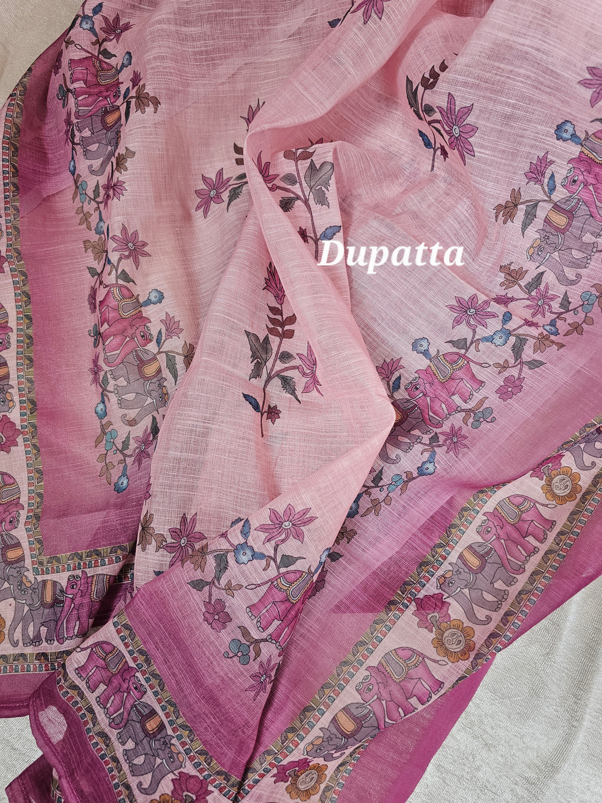 Semi Tussar Unstitched Salwar - Pink