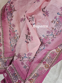 Semi Tussar Unstitched Salwar - Pink