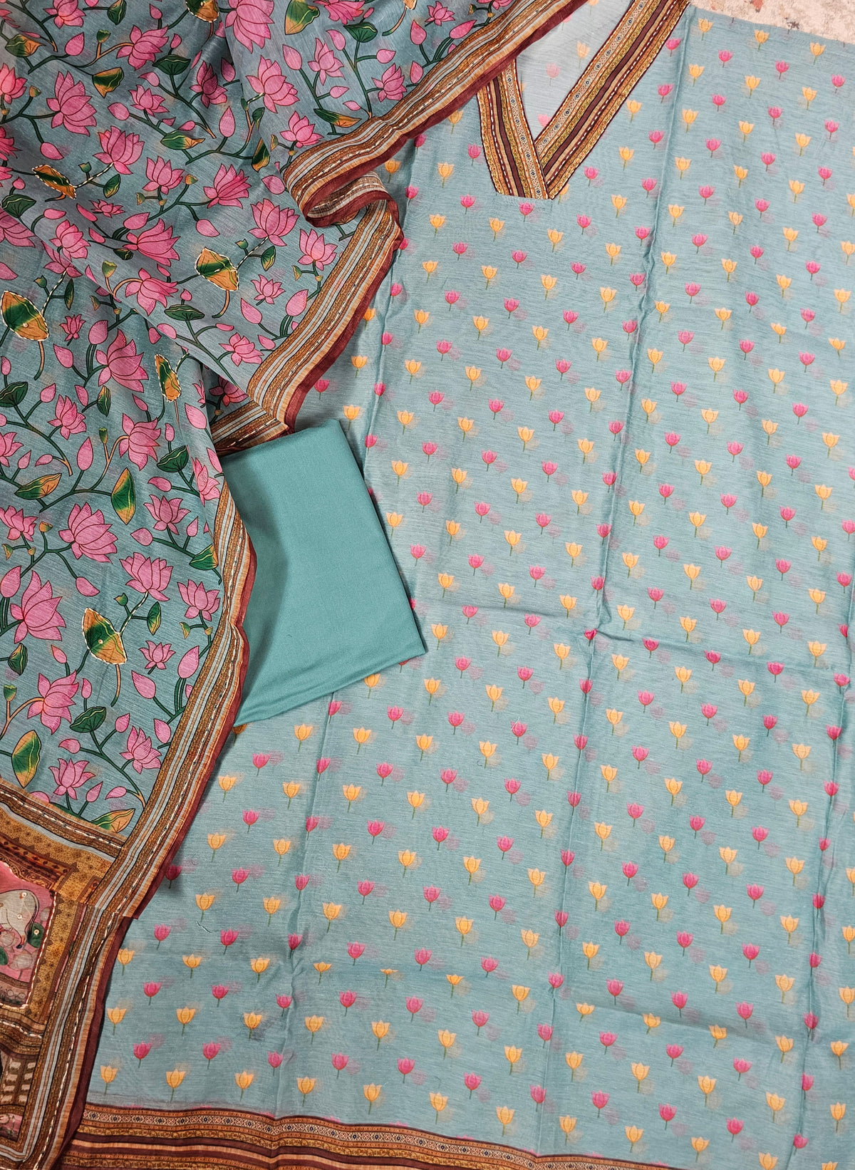 Chanderi Unstitched Salwar - Off-white