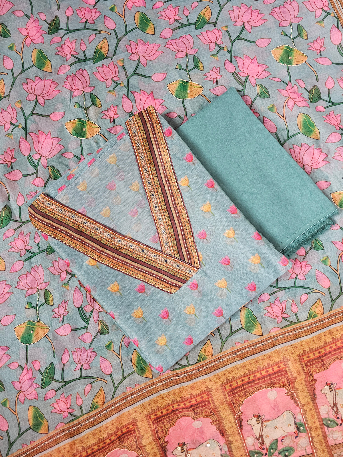 Chanderi Unstitched Salwar - Off-white