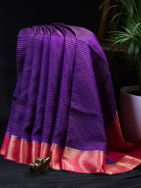 Semi Katna Silk Saree - Purple with Pink