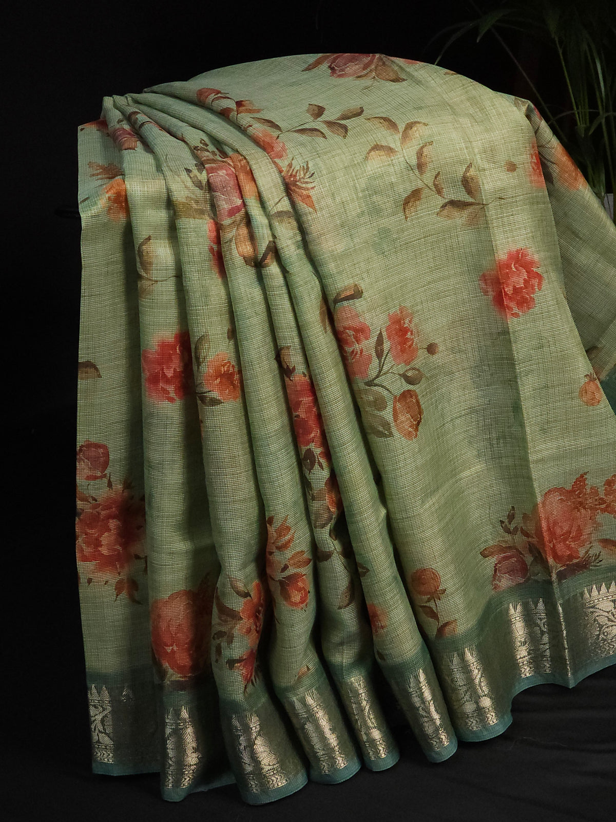 Soft Semi Tussar Kota Weaving  - Sea Blue