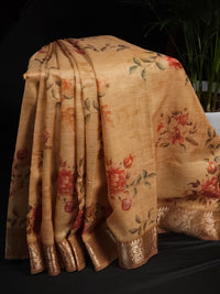 Soft Semi Tussar Kota Weaving  - Brown