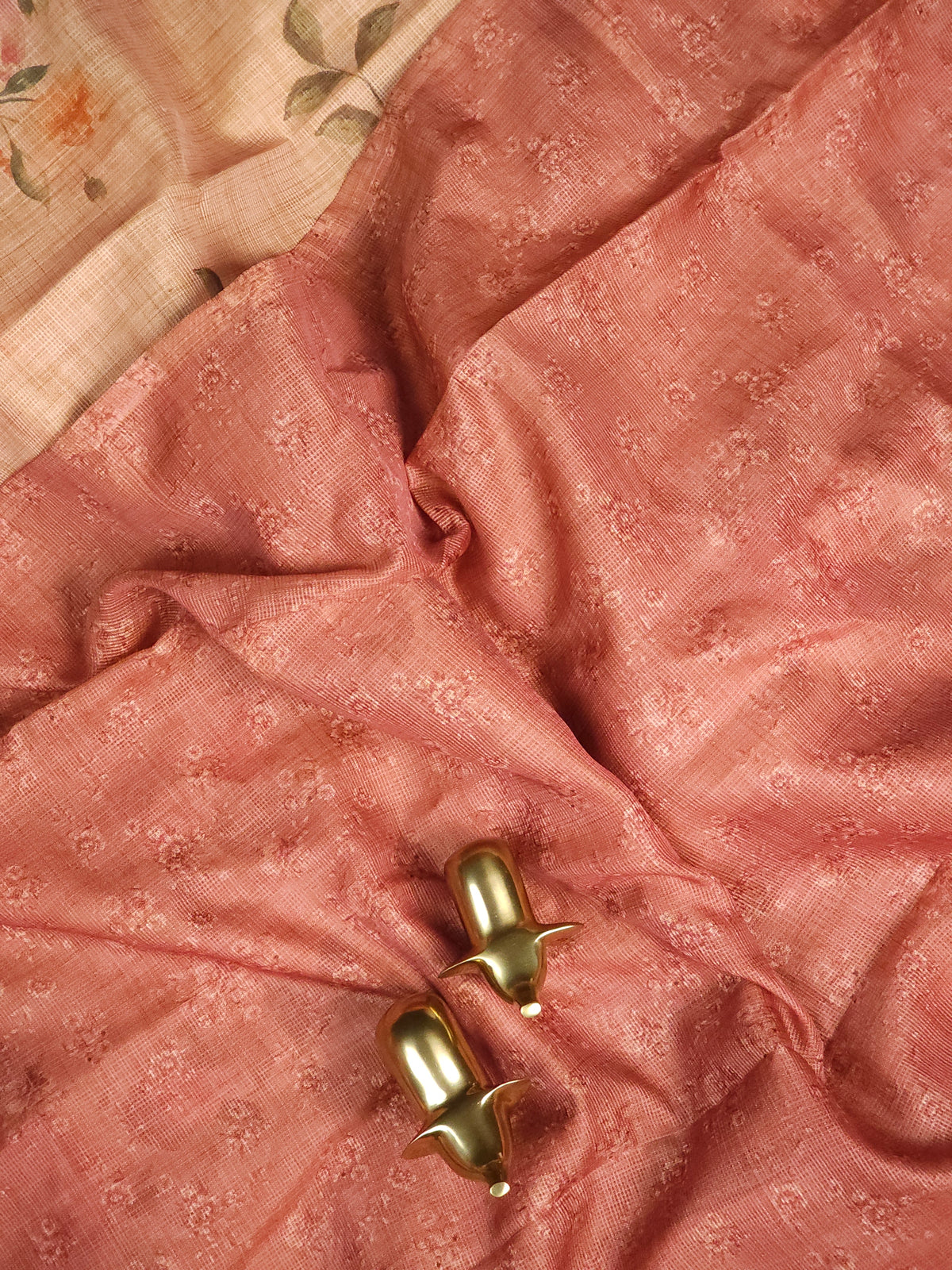 Soft Semi Tussar Kota Weaving  - Onion Pink