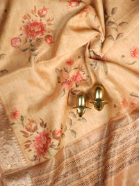 Soft Semi Tussar Kota Weaving  - Brown